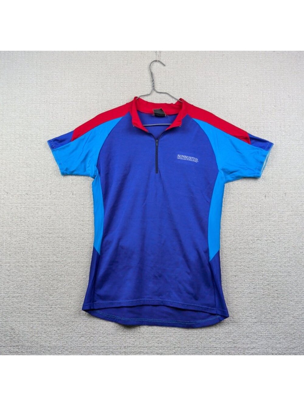 Vintage Sunbuster Cycling Jersey 1/4 Zip Retro Purple Red Colorblock Men Sz XL
